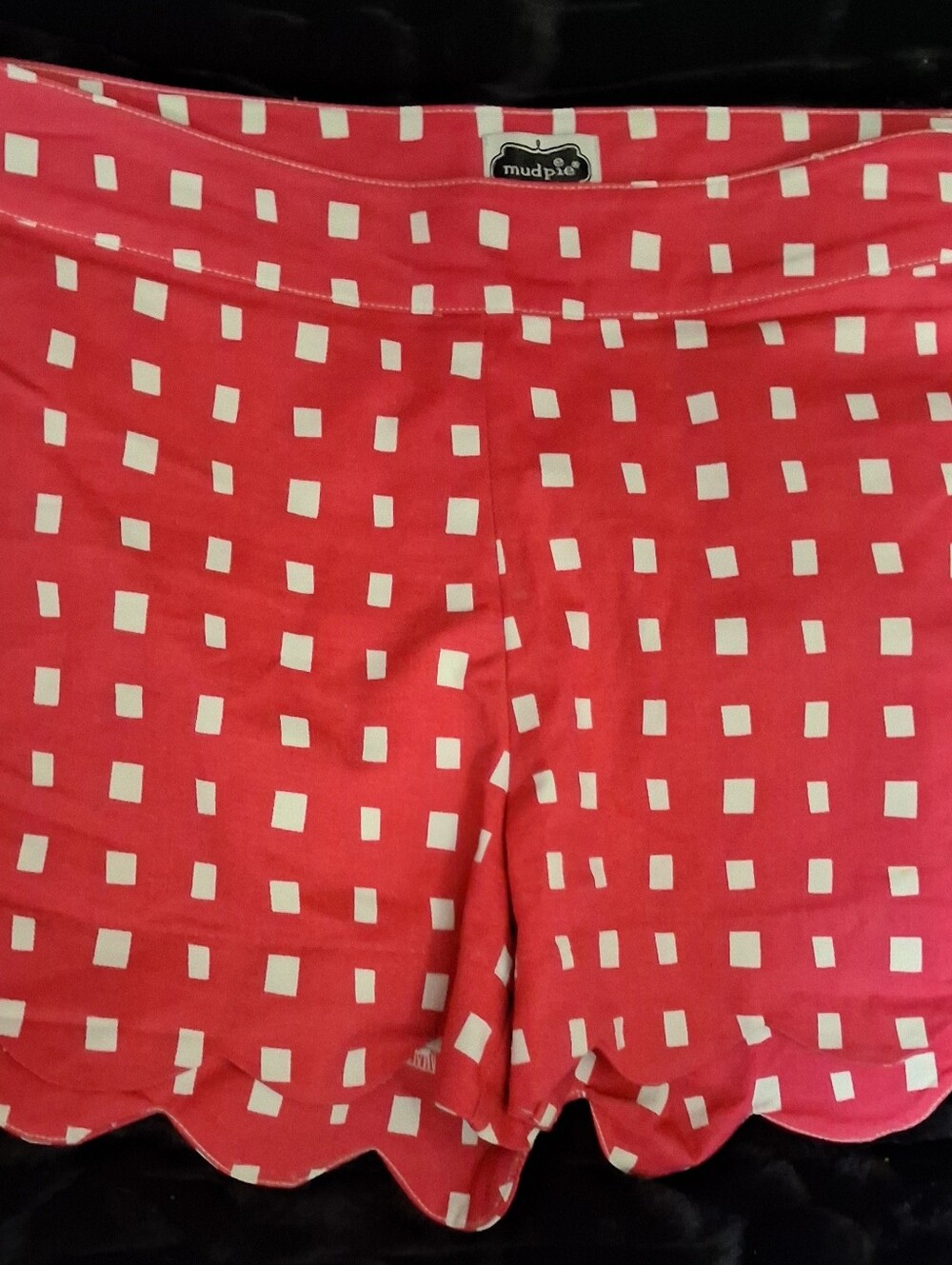 Mud Pie Pink Scalloped-Hem Patterned Shorts